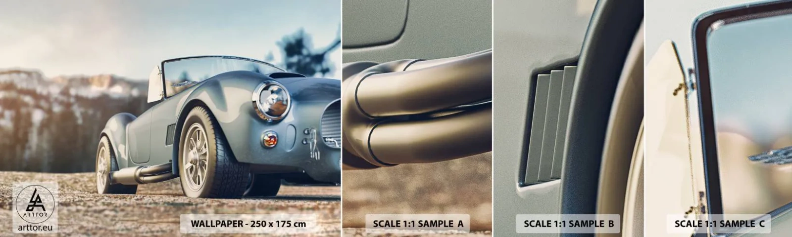 Fototapeten Muster Selbstklebend Deluxe Sticker - Denn Stil zählt - Auto, Cabriolet, Reise - 100x30 cm