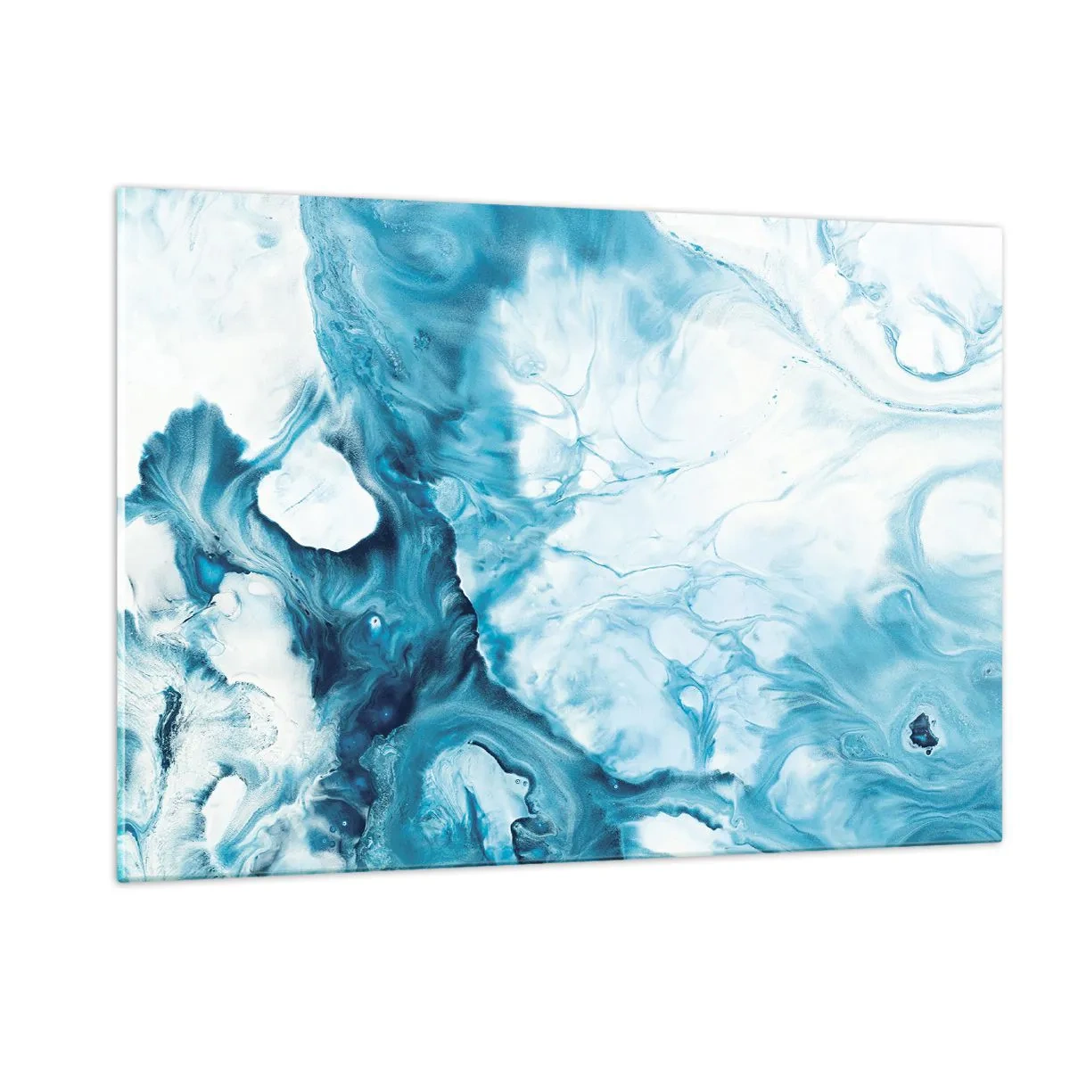 Glasbild - Bild auf glas - Abstrakte Komposition in Blau- und Weißtönen - 120x80cm - Blaues Konzert - Moderne Wanddekoration für Wohnzimmer und Schlafzimmer ARTTOR