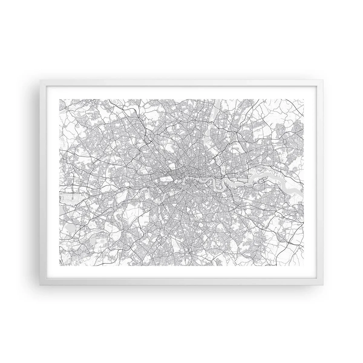 Poster in einem weißen Rahmen - Karte des Labyrinths von London - 70x50 cm