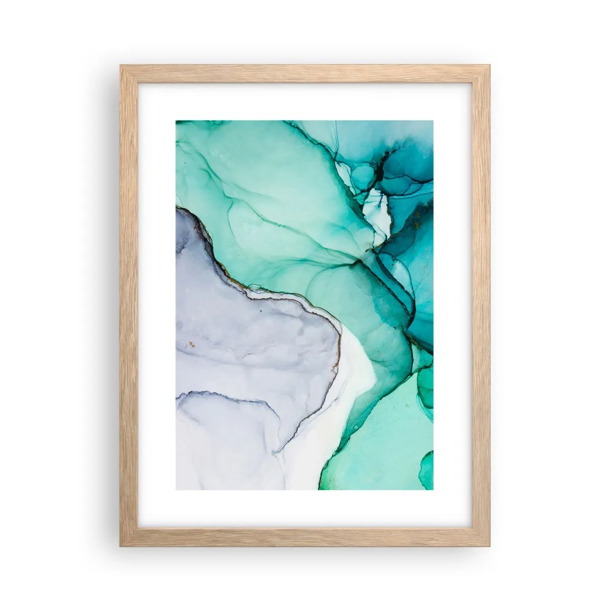 Poster in einem Rahmen aus heller Eiche - Eine Studie in Türkis - 30x40 cm