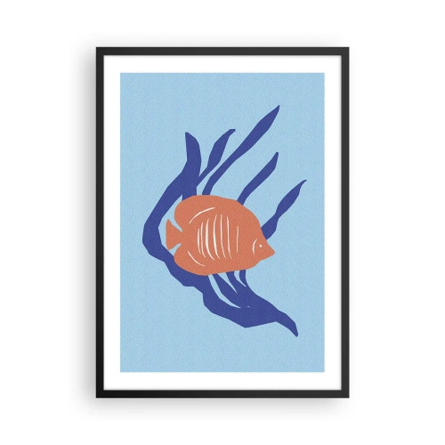 Poster in einem schwarzem Rahmen - Tropische Fische zwischen Meerespflanzen - 50x70cm - Bewohnerin von Korallengewässern - Moderne Wanddekoration für Wohnzimmer und Schlafzimmer ARTTOR