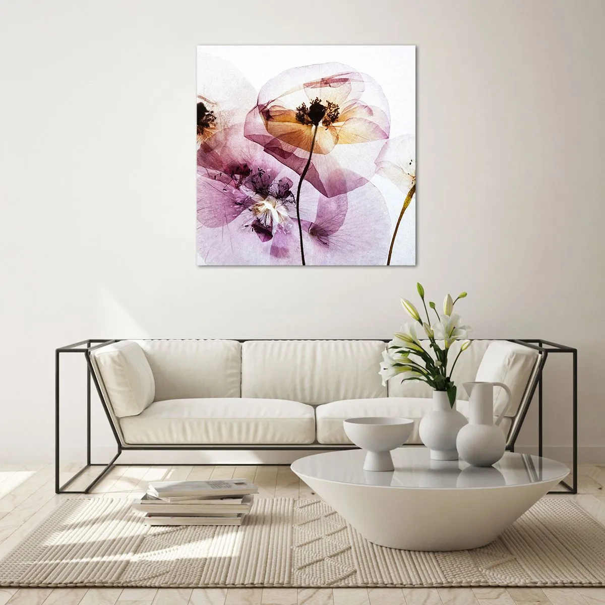 Glasbild - Bild auf glas - Transparente Körperblumen - 60x60 cm