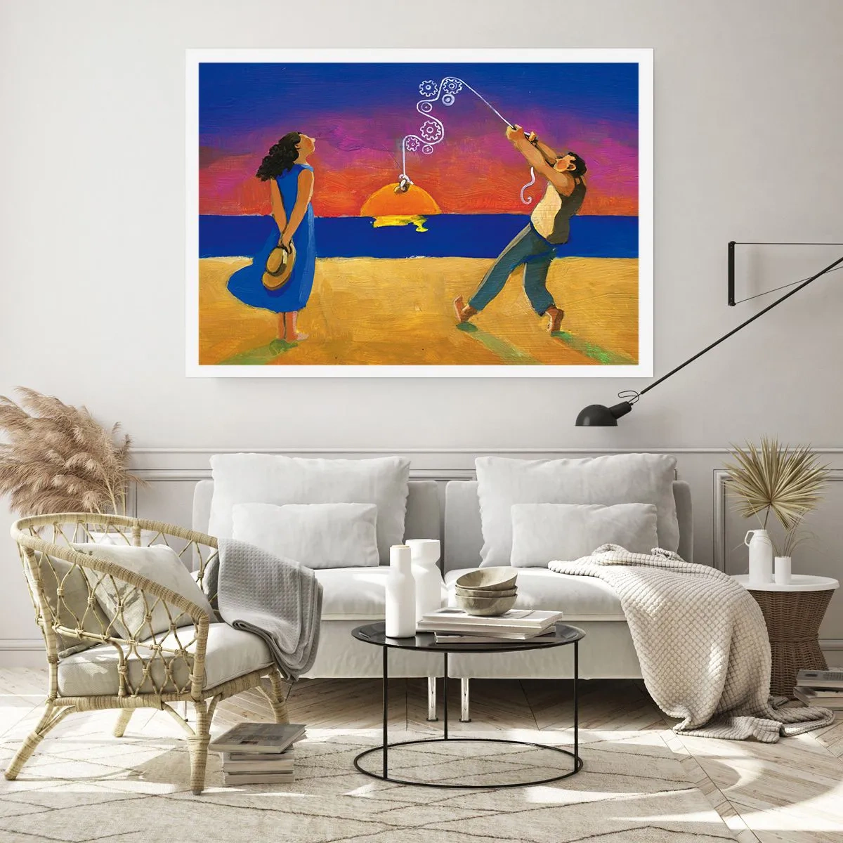 Poster - Figuren am Meer bei Sonnenuntergang - 100x70cm - Mehr als ein Sternchen vom Himmel - Moderne Wanddekoration für Wohnzimmer und Schlafzimmer ARTTOR