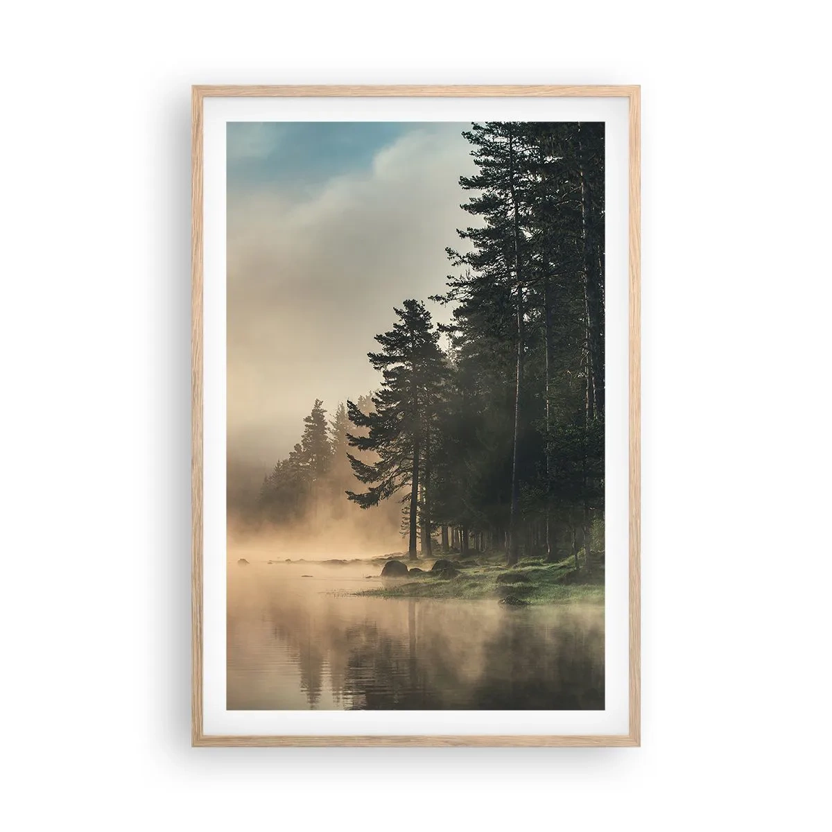 Poster in einem Rahmen aus heller Eiche - Die Geburt des Tages - 61x91 cm