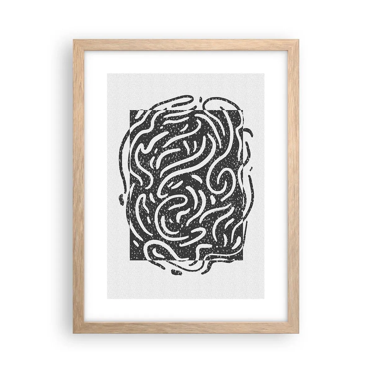 Poster in einem Rahmen aus heller Eiche - Abstraktion: Freudentanz - 30x40 cm