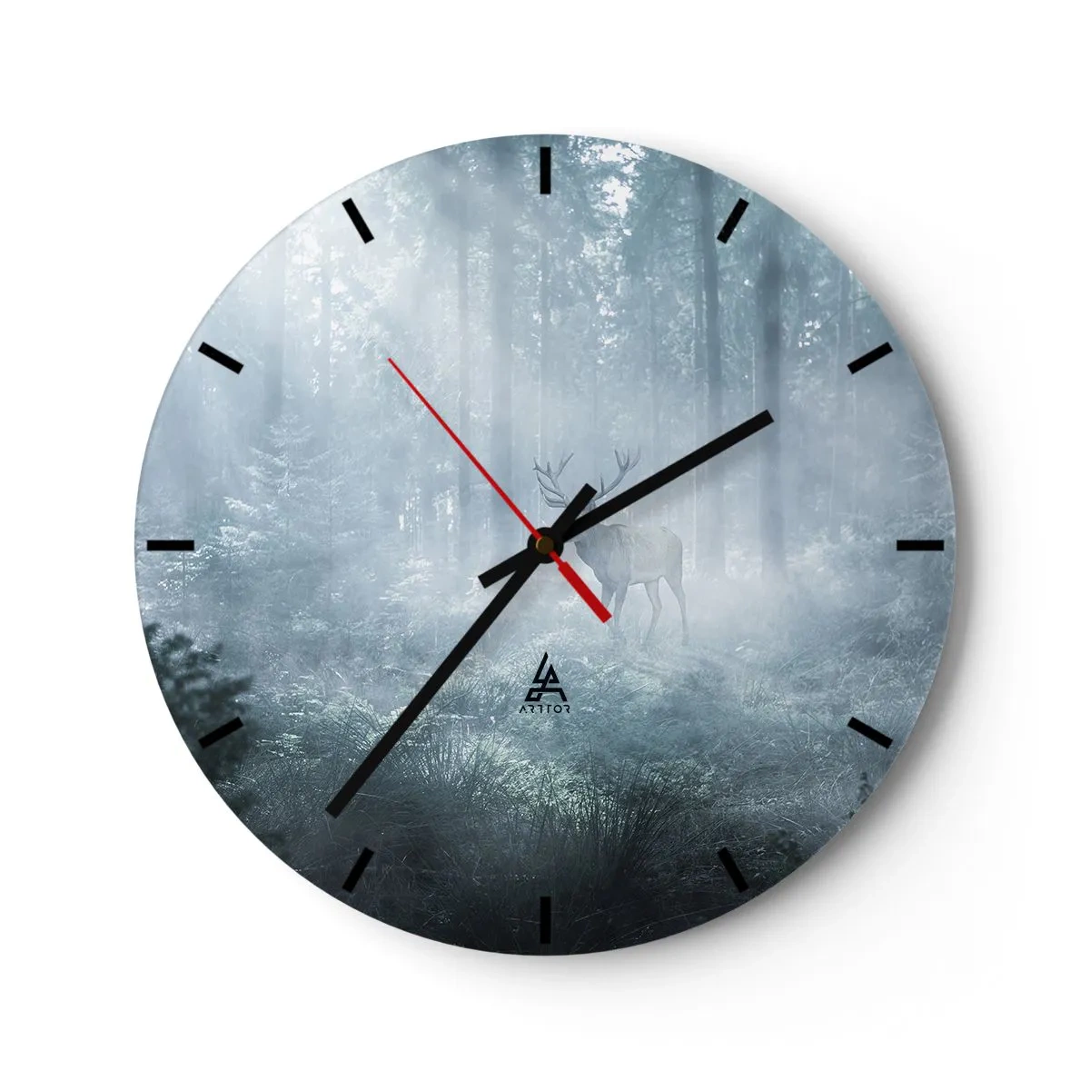 Wanduhr - Glasuhr - Morgenvisite auf dem Grundstück - 40x40 cm