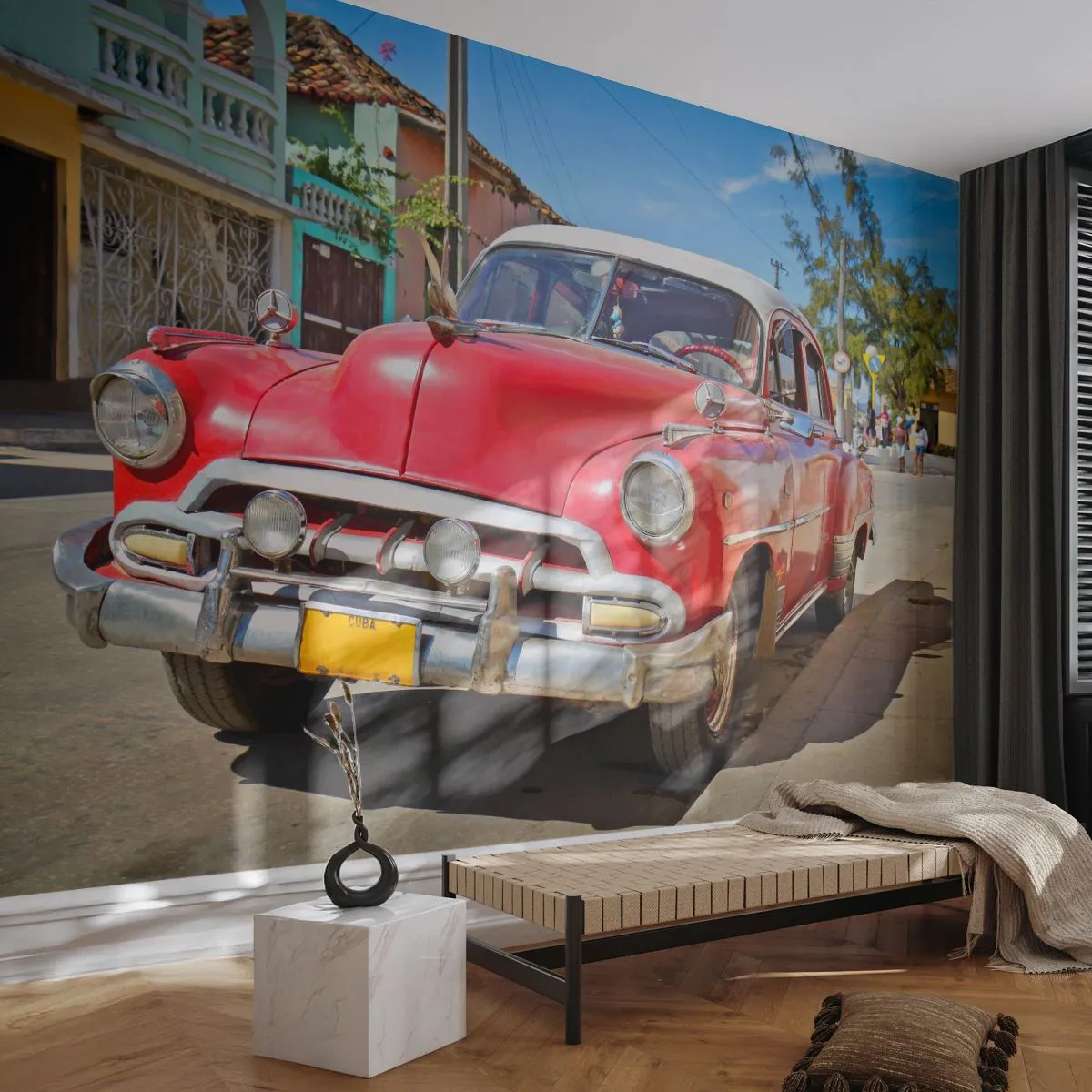 Fototapete Premium Canvas - Nur in Kuba - Automobil, Oldtimer, Die Architektur - 150x105 cm
