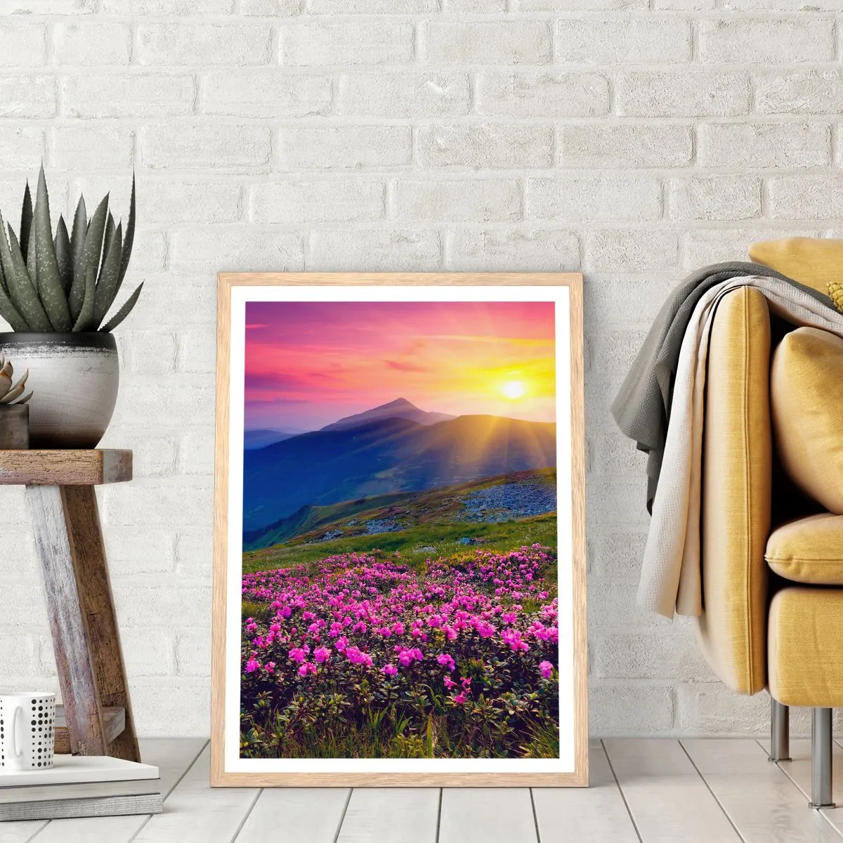 Poster in einem Rahmen aus heller Eiche - … Und drumherum duftet es nach Latschenkiefer und dem Duft von Kräutern - 70x100 cm