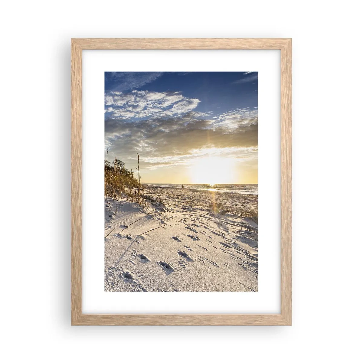 Poster in einem Rahmen aus heller Eiche - Einladung zu einem Spaziergang - 30x40 cm