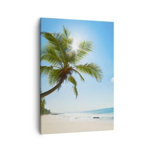 Bild auf Leinwand - Leinwandbild - Ein Strand mit Palmen in einer tropischen Landschaft - 50x70cm - Niemandem zeigen - Moderne Wanddekoration für Wohnzimmer und Schlafzimmer ARTTOR