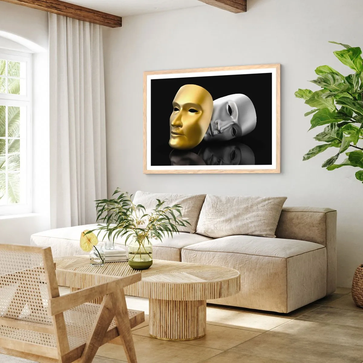 Poster in einem Rahmen aus heller Eiche - Das Leben ist wie ein Theater - 70x50 cm