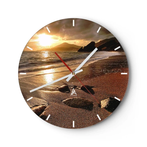 Wanduhr - Glasuhr - Folge der Sonne zu den Hügeln - 40x40 cm