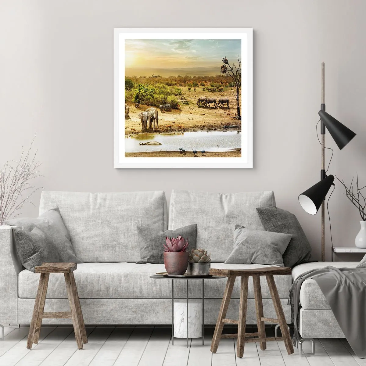 Poster in einem weißen Rahmen - Ein Fluss floss aus Eden ... - 50x50 cm