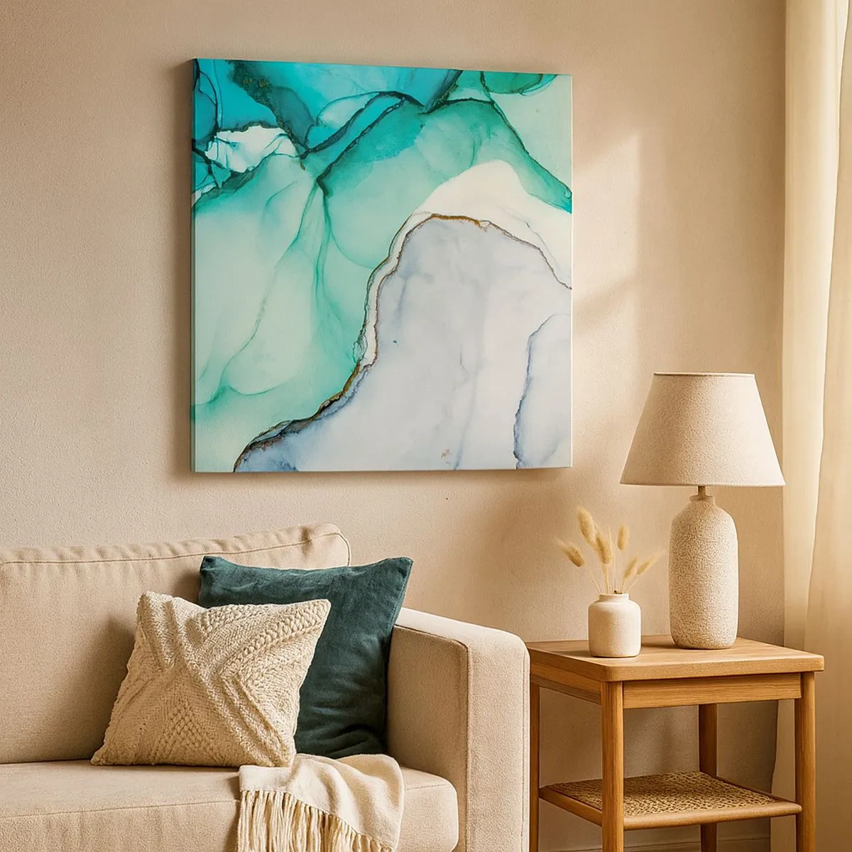 Bild auf Leinwand - Leinwandbild - Eine Studie in Türkis - 30x30 cm