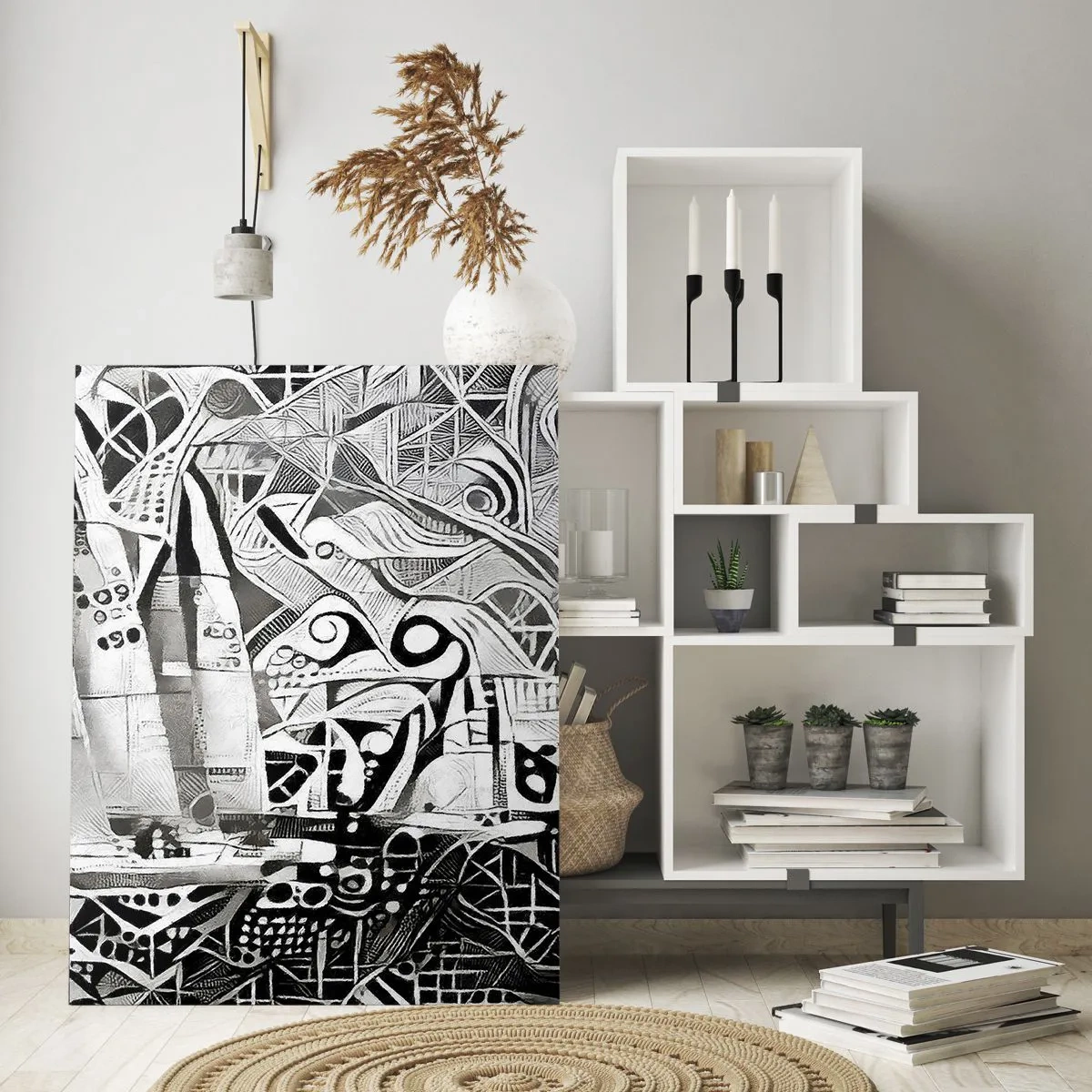 Glasbild - Bild auf glas - Abstrakte Segelboote in einer monochromen Komposition - 80x120cm - Zwischen den Wellen - Moderne Wanddekoration für Wohnzimmer und Schlafzimmer ARTTOR