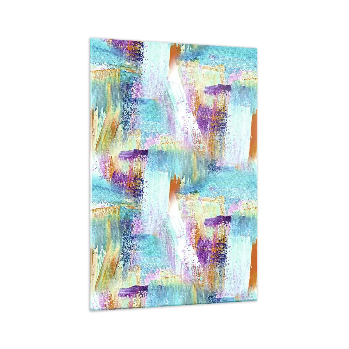 Glasbild - Bild auf glas - Farbenfrohe Abstraktion mit dynamischen Pinselstrichen - 70x100cm - Fröhlicher Labyrinth-Liner - Moderne Wanddekoration für Wohnzimmer und Schlafzimmer ARTTOR