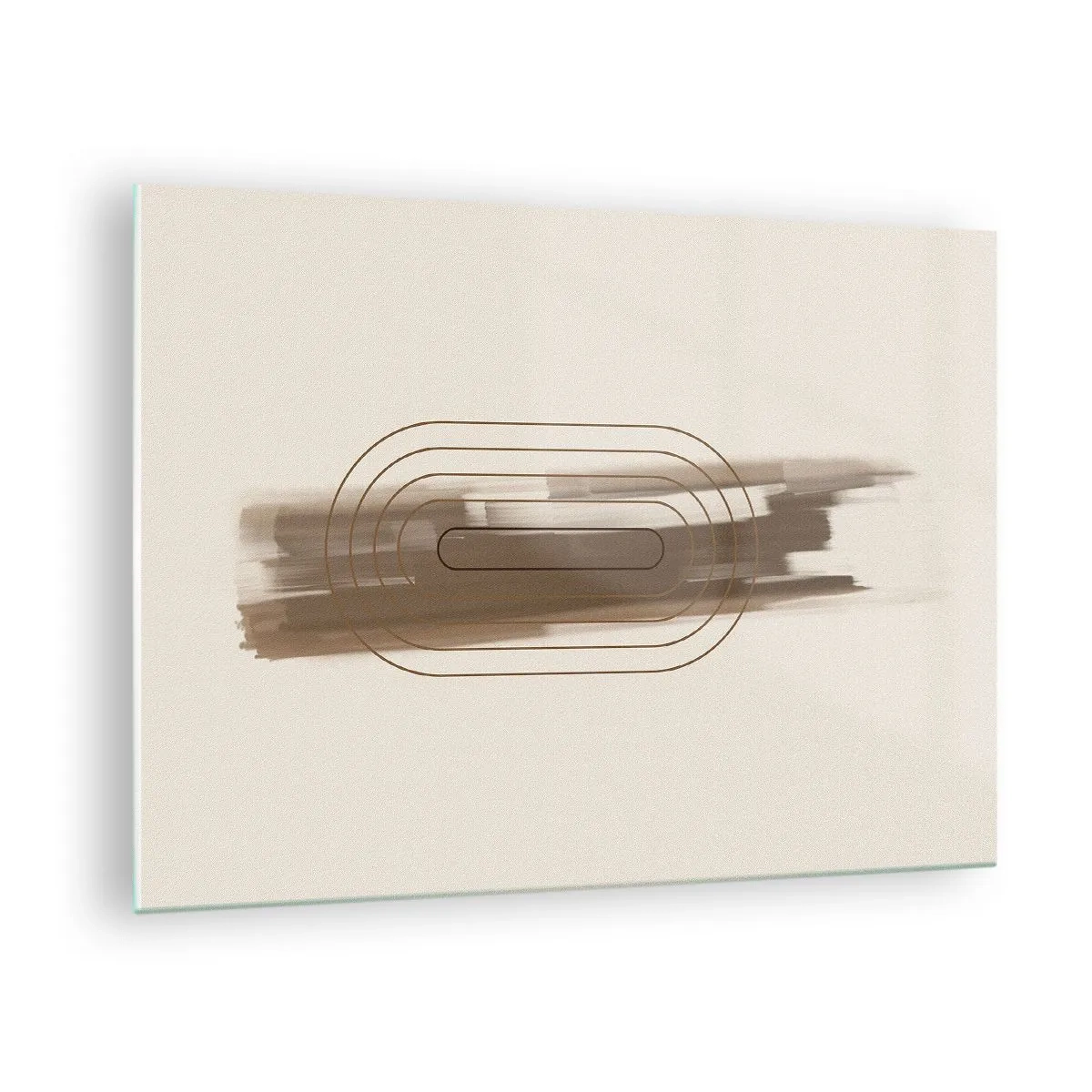 Glasbild - Bild auf glas - Abstraktion in Brauntönen mit minimalistischem Muster - 70x50cm - Ein Hauch von Grau - Moderne Wanddekoration für Wohnzimmer und Schlafzimmer ARTTOR