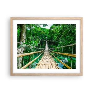 Poster in einem Rahmen aus heller Eiche - Monkey Bridge über das Grün - 50x40 cm