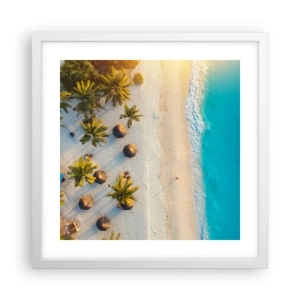 Poster in einem weißen Rahmen - Willkommen im Paradies - 40x40 cm