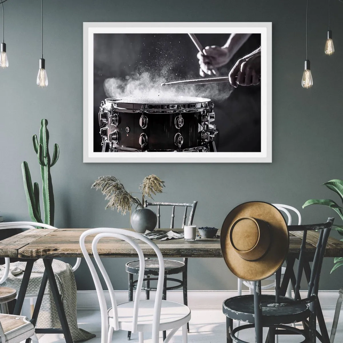 Poster in einem weißen Rahmen - Der Puls der Musik - 50x40 cm