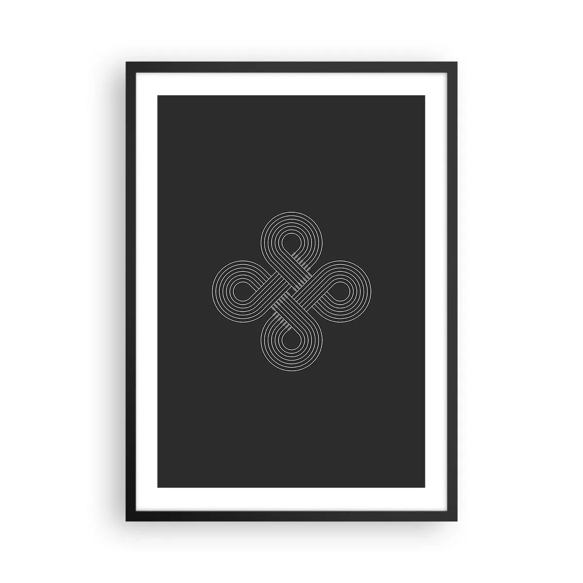 Poster in einem schwarzem Rahmen - Geometrisches Symbol auf schwarzem Hintergrund - 50x70cm - Im keltischen Geist - Moderne Wanddekoration für Wohnzimmer und Schlafzimmer ARTTOR