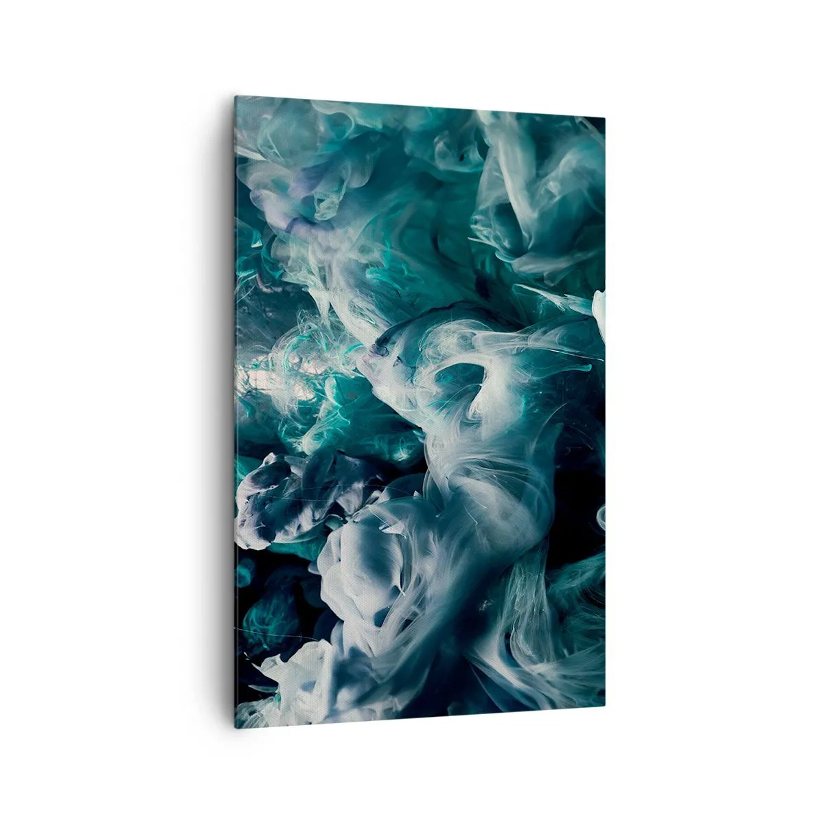 Bild auf Leinwand - Leinwandbild - Dynamische abstrakte Wellen in Blau- und Weißtönen - 80x120cm - Farbbewegung - Moderne Wanddekoration für Wohnzimmer und Schlafzimmer ARTTOR