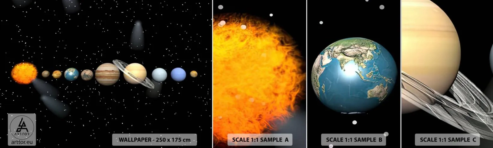 Fototapeten Muster Selbstklebend Deluxe Sticker - Und die Planeten werden verrückt und toben ... - Weltraum und Astronomie, Sonnensystem, Planeten - 100x30 cm