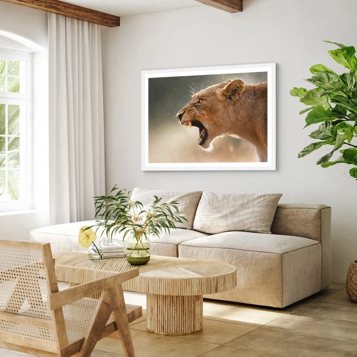 Poster in einem weißen Rahmen - Versuch, nicht zuzuhören - 100x70 cm