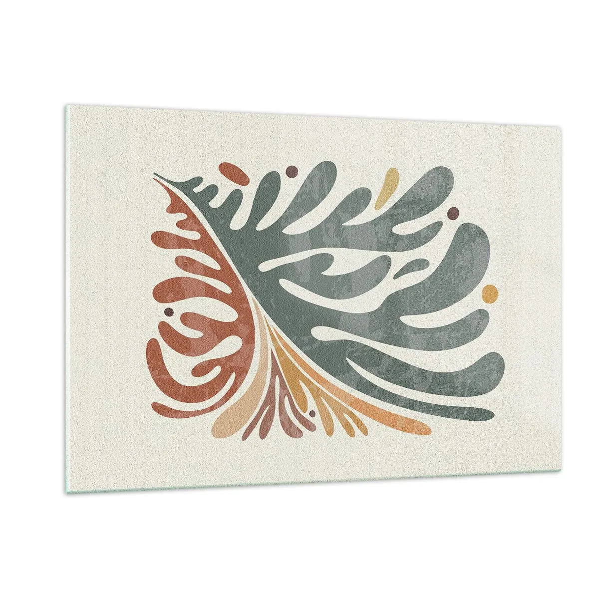 Glasbild - Bild auf glas - Abstraktes Blatt in warmen Farben - 120x80cm - Mehrfarbiges Blatt - Moderne Wanddekoration für Wohnzimmer und Schlafzimmer ARTTOR