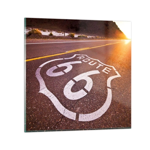 Glasbild - Bild auf glas - Die berühmte Straße 66 - 70x70 cm