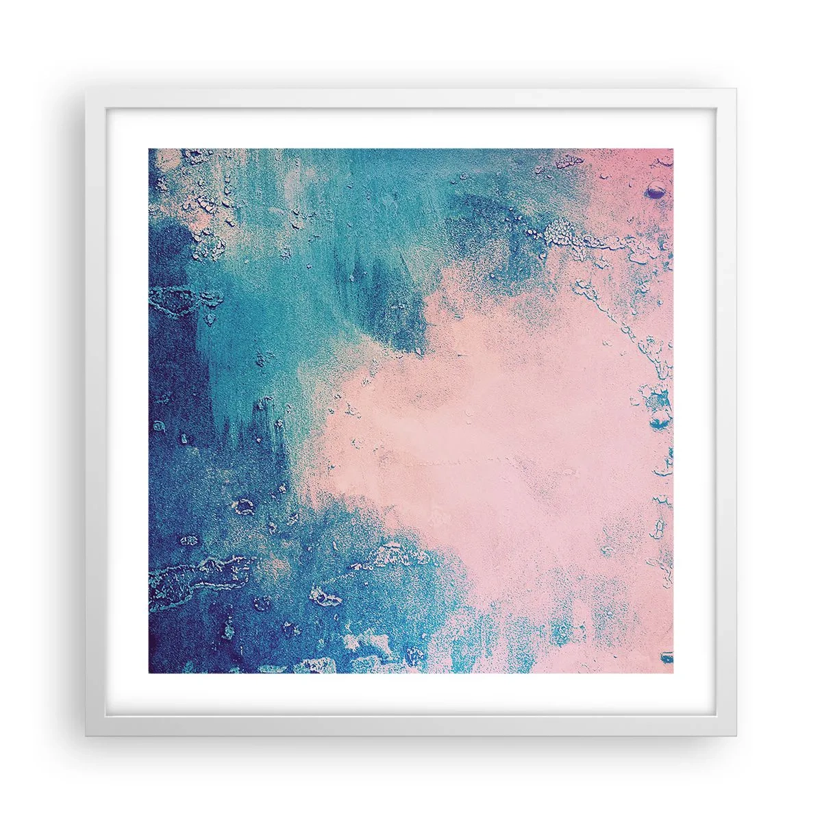 Poster in einem weißen Rahmen - Himmelsblaue Umarmungen - 50x50 cm