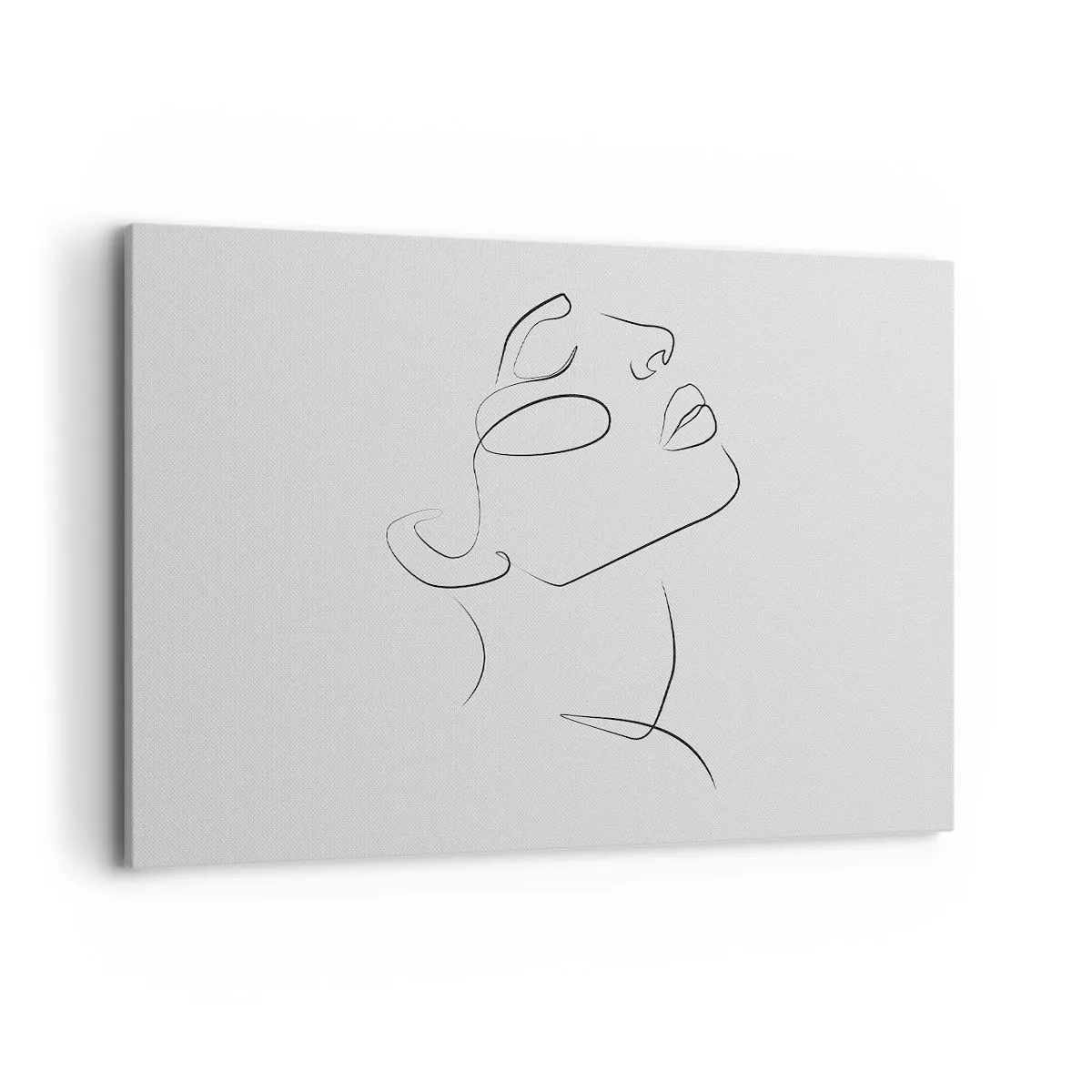 Bild auf Leinwand - Leinwandbild - Eine minimalistische Skizze des Gesichts einer Frau im Profil. - 120x80cm - Die Drehungen und Wendungen der Träume - Moderne Wanddekoration für Wohnzimmer und Schlafzimmer ARTTOR