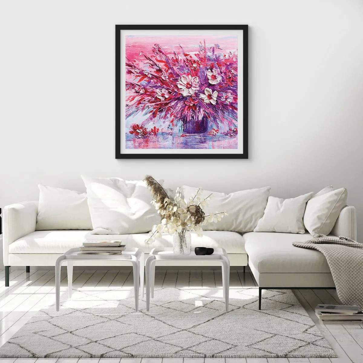 Poster in einem schwarzem Rahmen - Unschuld und Leidenschaft - 50x50 cm