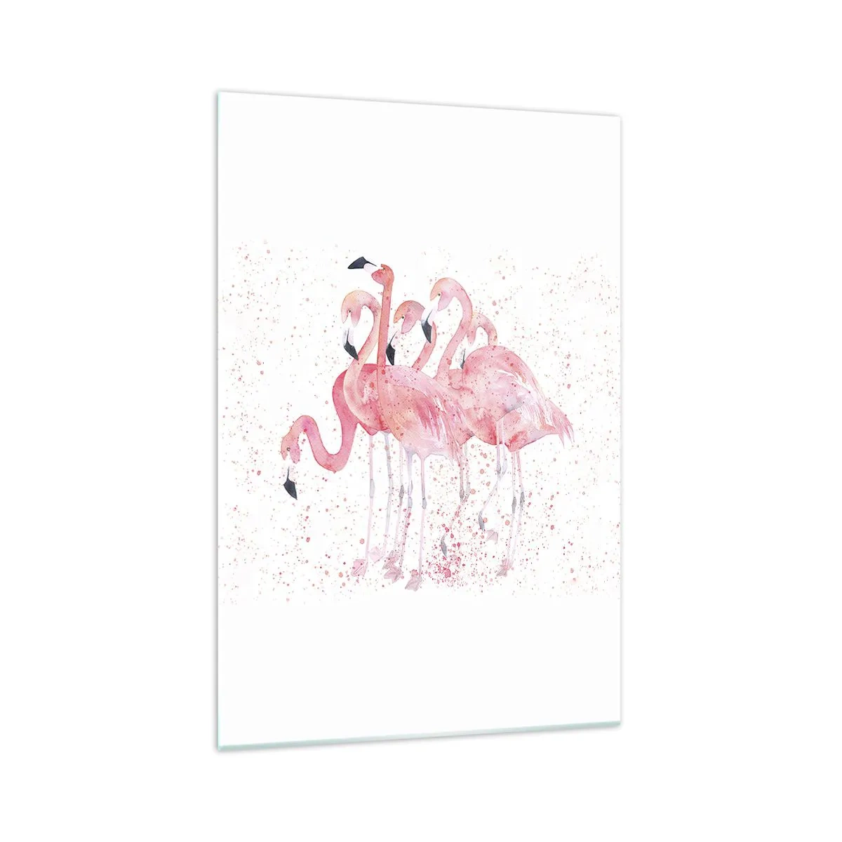 Glasbild - Bild auf glas - Rosa Flamingos im künstlerischen Aquarellstil - 70x100cm - Rosa Ensemble - Moderne Wanddekoration für Wohnzimmer und Schlafzimmer ARTTOR