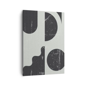 Bild auf Leinwand - Leinwandbild - Geometrische Muster in Schwarz- und Grautönen - 50x70cm - Komposition oben und unten - Moderne Wanddekoration für Wohnzimmer und Schlafzimmer ARTTOR