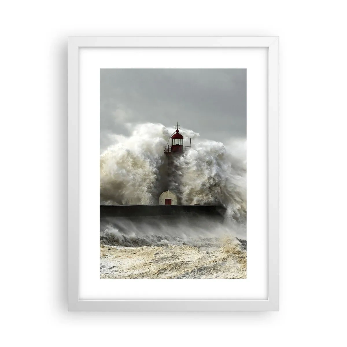 Poster in einem weißen Rahmen - Die Wut des Ozeans - 30x40 cm