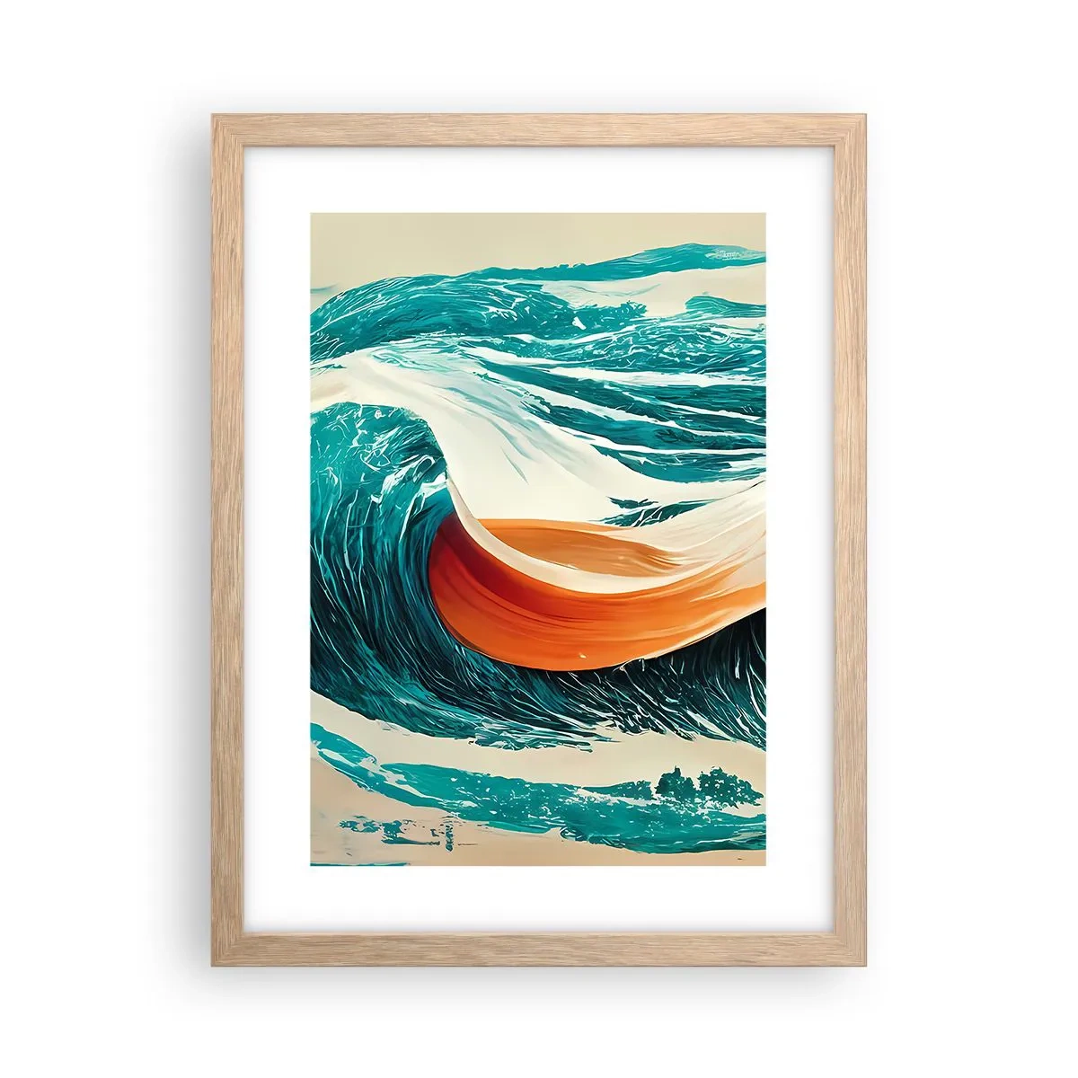 Poster in einem Rahmen aus heller Eiche - Traum eines Surfers - 30x40 cm