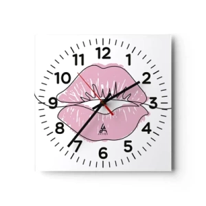 Wanduhr - Glasuhr - Bereit zum Küssen? - 40x40 cm