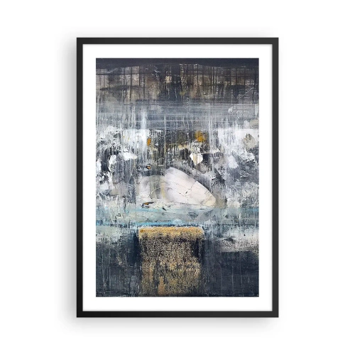 Poster in einem schwarzem Rahmen - Eine abstrakte Komposition in Grau- und Goldtönen. - 50x70cm - Wie auf Eis, wie nach Dezember - Moderne Wanddekoration für Wohnzimmer und Schlafzimmer ARTTOR