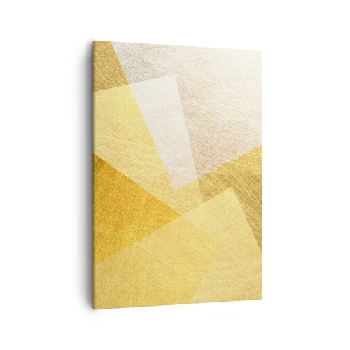 Bild auf Leinwand - Leinwandbild - Geometrische Formen in Gold und hellen Farbtönen - 50x70cm - Geometriewetter - Moderne Wanddekoration für Wohnzimmer und Schlafzimmer ARTTOR