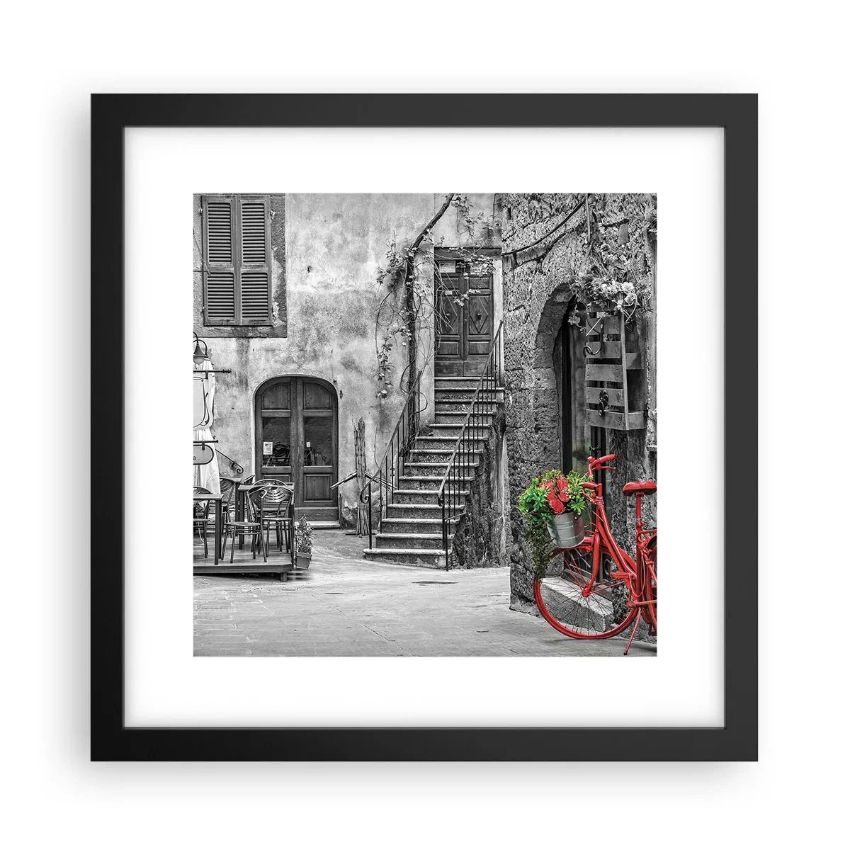Poster in einem schwarzem Rahmen - Toskanische Gasse - 30x30 cm