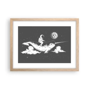 Poster in einem Rahmen aus heller Eiche - Weltraumreiter - 40x30 cm