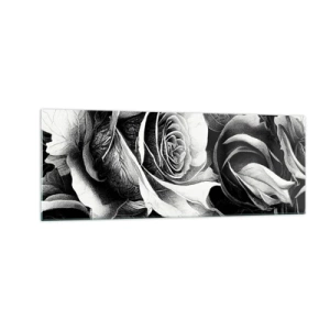Glasbild - Bild auf glas - Schwarze und weiße Rosen in einer eleganten Komposition - 140x50cm - Immer Königin - Moderne Wanddekoration für Wohnzimmer und Schlafzimmer ARTTOR