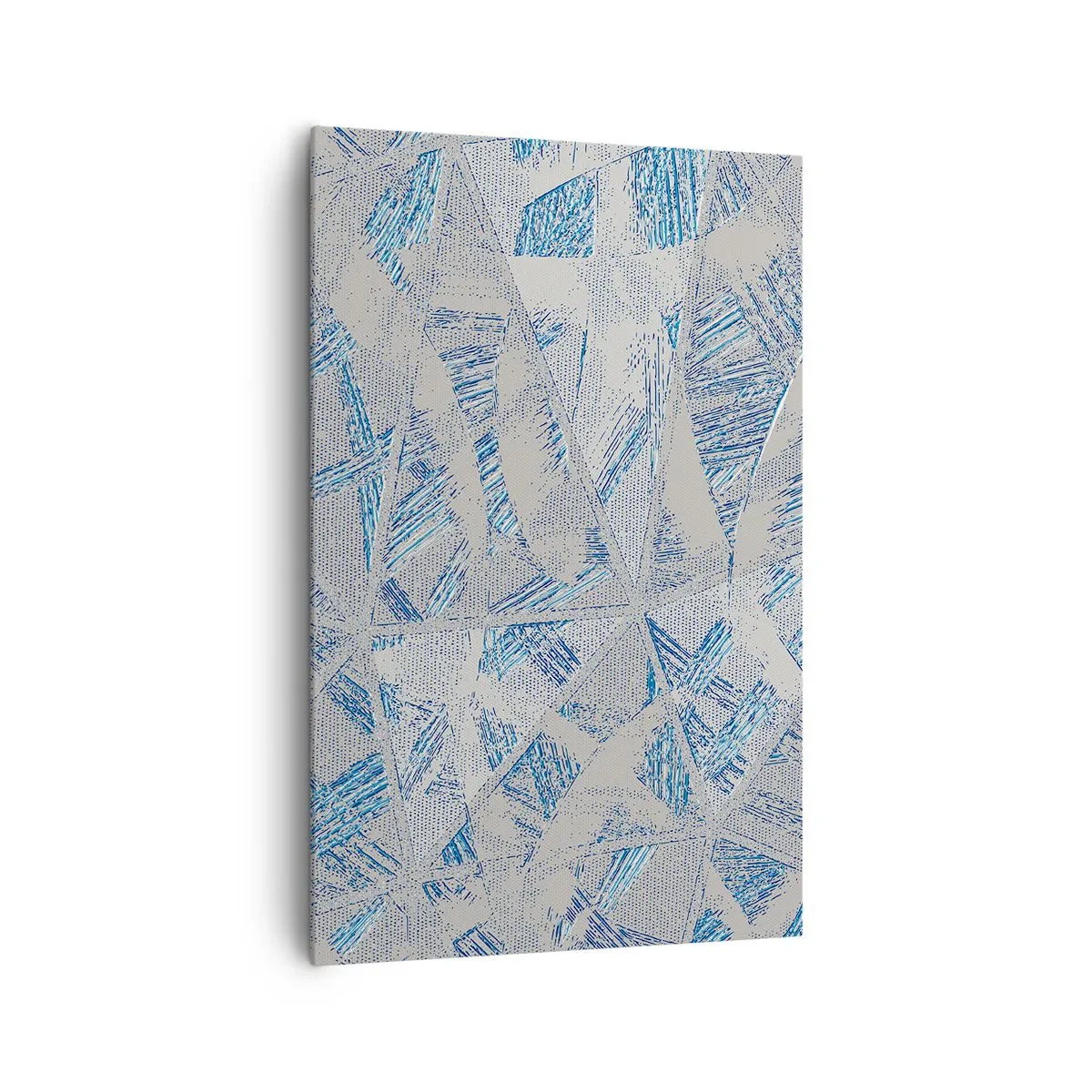Bild auf Leinwand - Leinwandbild - Geometrische Muster in Blau- und Grautönen - 80x120cm - In einem blaugrauen Labyrinth - Moderne Wanddekoration für Wohnzimmer und Schlafzimmer ARTTOR