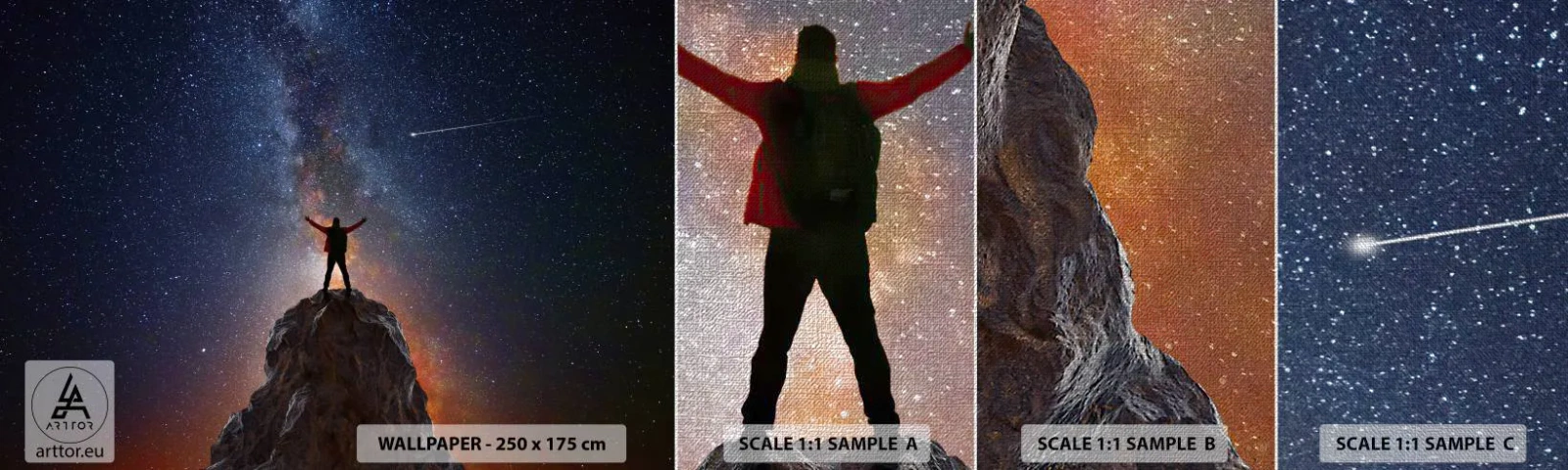 Fototapeten Muster Premium Canvas - Die Macht ist mit mir! - Abstraktion, Kosmos, Mann - 100x30 cm