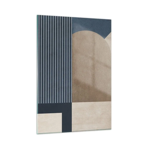 Glasbild - Bild auf glas - Eine minimalistische Form mit einem Kreis und Linien in Beige - 50x70cm - Komposition aus Einfachheit und Rundheit - Moderne Wanddekoration für Wohnzimmer und Schlafzimmer ARTTOR