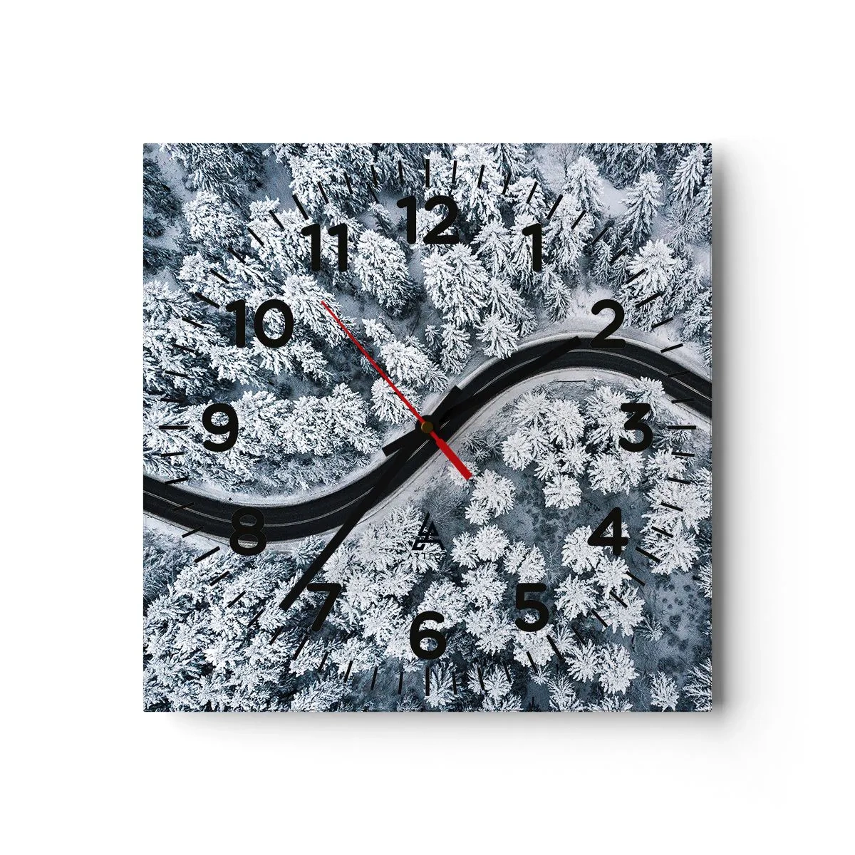 Wanduhr - Glasuhr - Durch den Winterwald - 40x40 cm