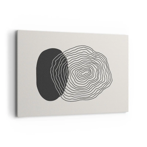 Bild auf Leinwand - Leinwandbild - Abstraktes Muster mit Linien und Formen in Schwarz und Weiß - 120x80cm - Dauer und Schwingung - Moderne Wanddekoration für Wohnzimmer und Schlafzimmer ARTTOR
