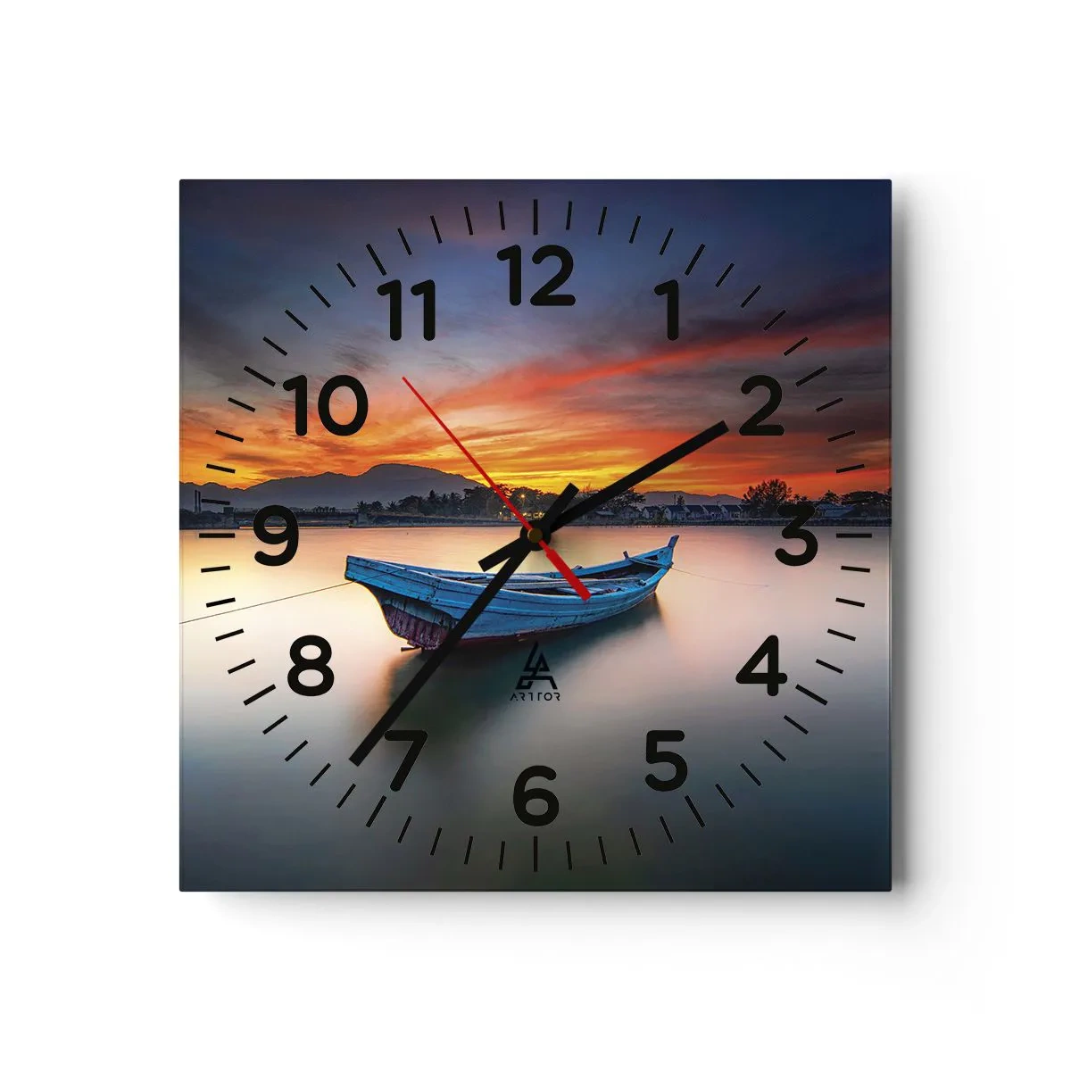 Wanduhr - Glasuhr - Eine gute Nacht kommt - 40x40 cm