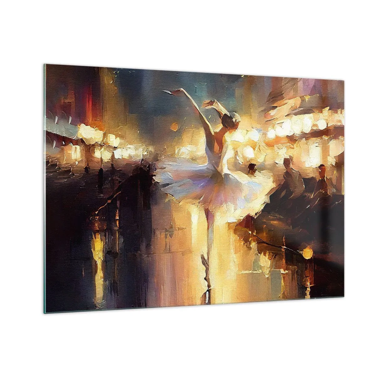 Glasbild - Bild auf glas - Ballerina im Licht der Stadtlichter - 100x70cm - Wunder auf der Straße - Moderne Wanddekoration für Wohnzimmer und Schlafzimmer ARTTOR
